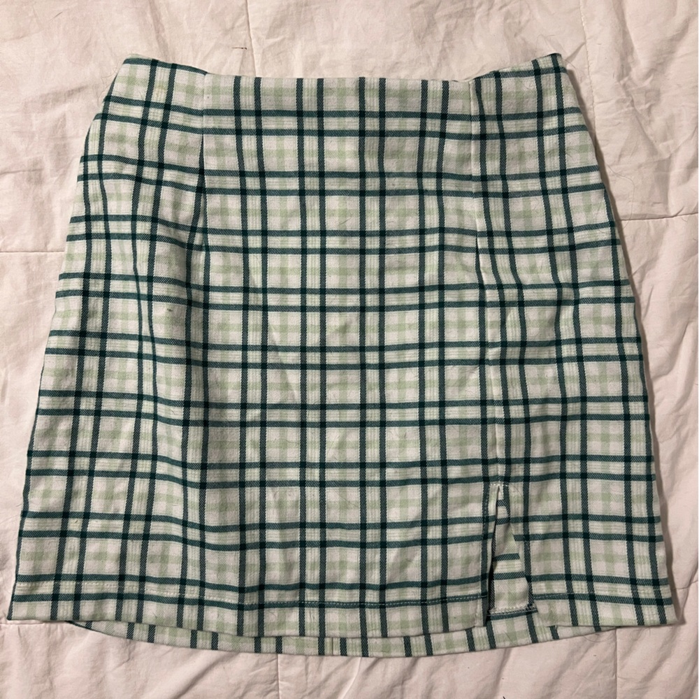 green plaid skirt